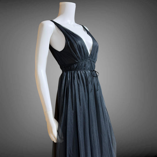 BLANCHE vintage nightgown slip dress, by ERIKA MCGOWAN 1960s Black Grecian goddess lingerie dress