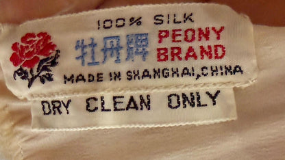 PEONY vintage Silk Nightgown Slip Dress, 1950s Embroidered White Bridal Lingerie dress