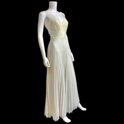 VANITY FAIR vintage 1950s nightgown slip dress, White pleated nylon lingerie dress