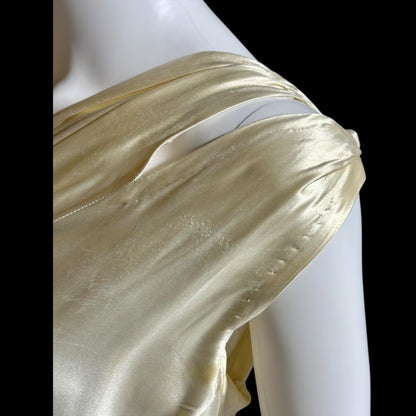 1930s vintage wedding dress, shimmering pearly vanilla liquid satin sheath gown, medium