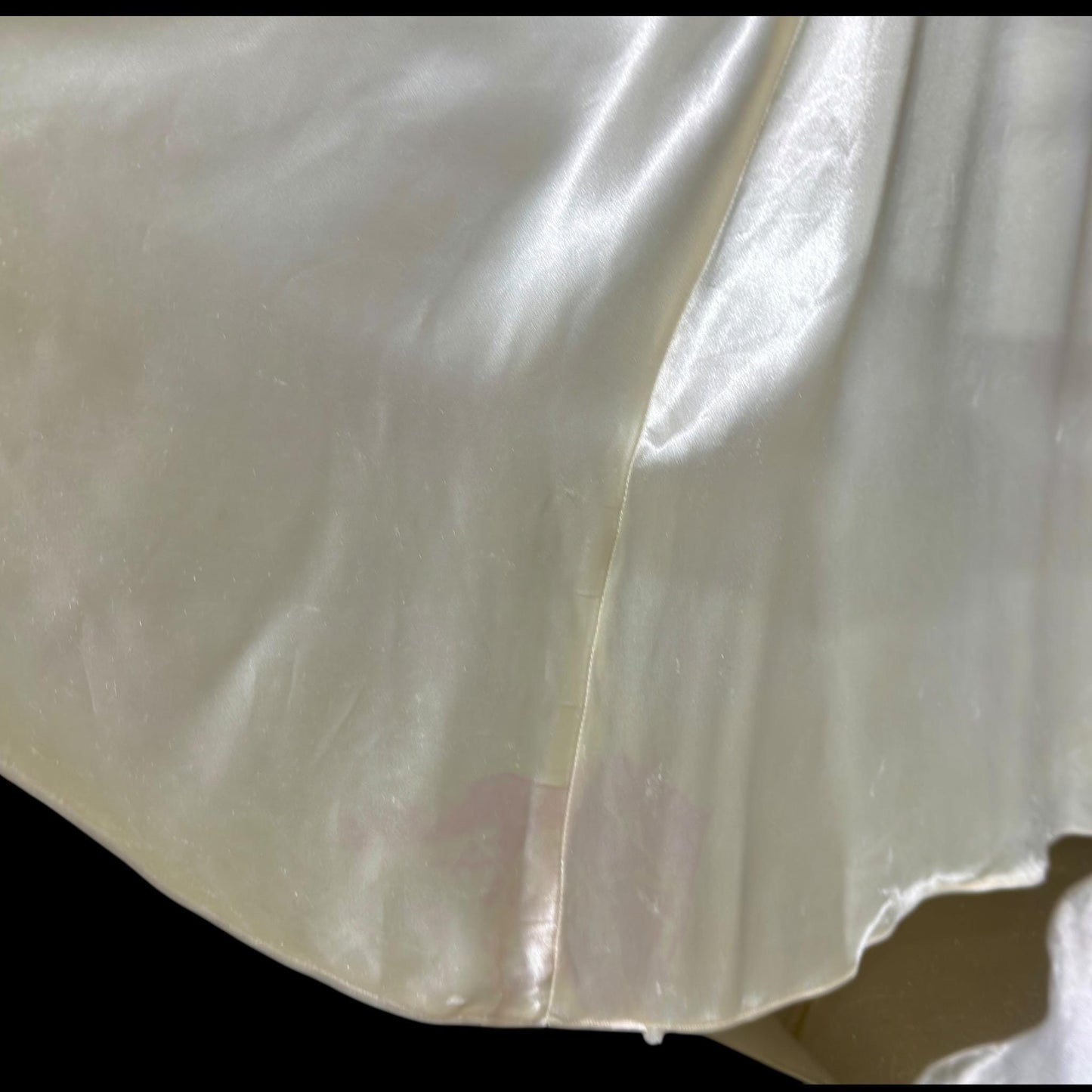 1930s vintage wedding dress, shimmering pearly vanilla liquid satin sheath gown, medium