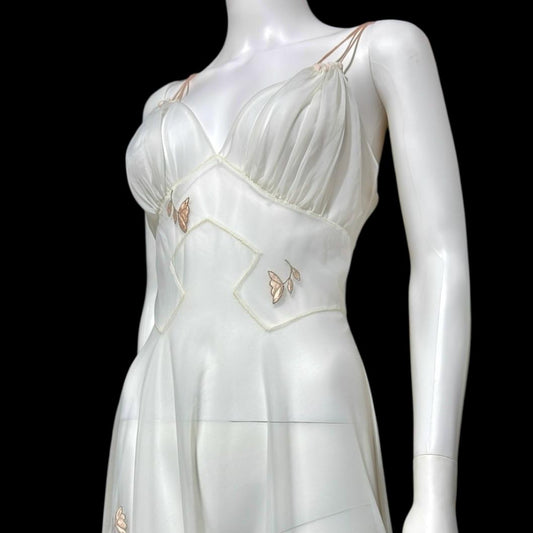 LUCIE ANN Vintage nightgown slip dress, 1960s Totally Sheer white bridal lingerie dress