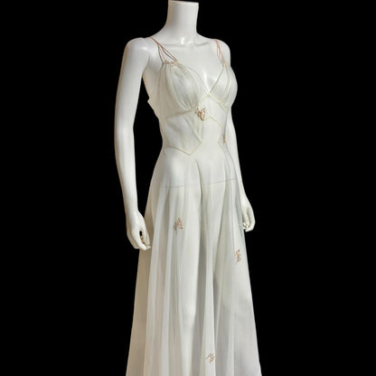 LUCIE ANN Vintage nightgown slip dress, 1960s Totally Sheer white bridal lingerie dress