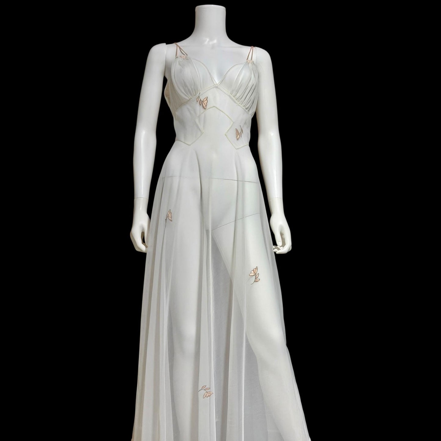 LUCIE ANN Vintage nightgown slip dress, 1960s Totally Sheer white bridal lingerie dress