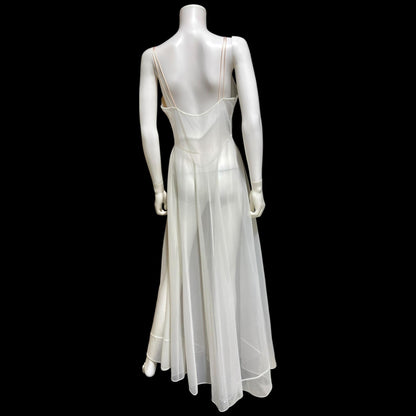 LUCIE ANN Vintage nightgown slip dress, 1960s Totally Sheer white bridal lingerie dress