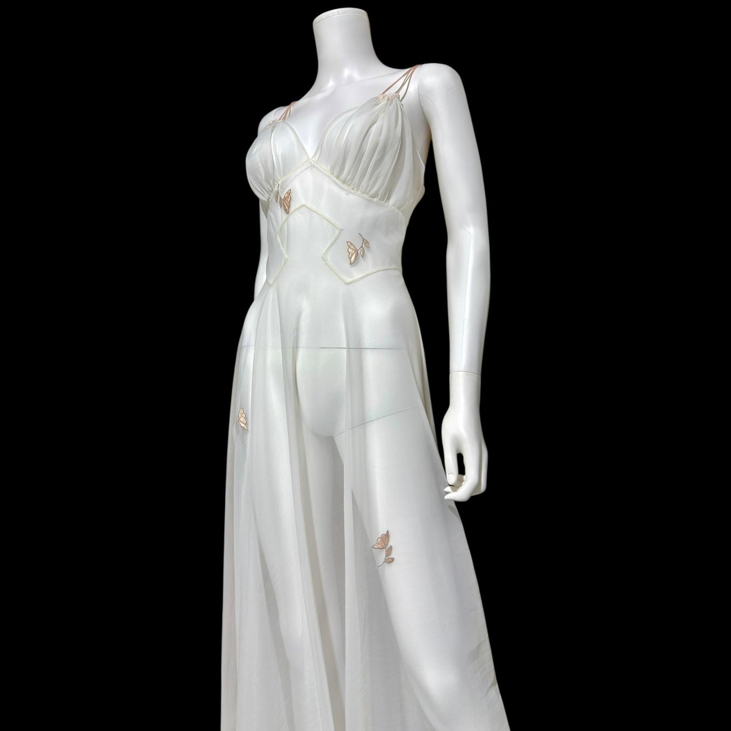 LUCIE ANN Vintage nightgown slip dress, 1960s Totally Sheer white bridal lingerie dress