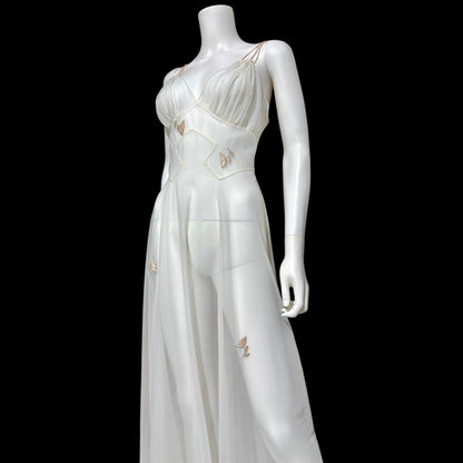LUCIE ANN Vintage nightgown slip dress, 1960s Totally Sheer white bridal lingerie dress