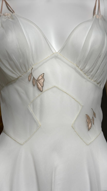 LUCIE ANN Vintage nightgown slip dress, 1960s Totally Sheer white bridal lingerie dress