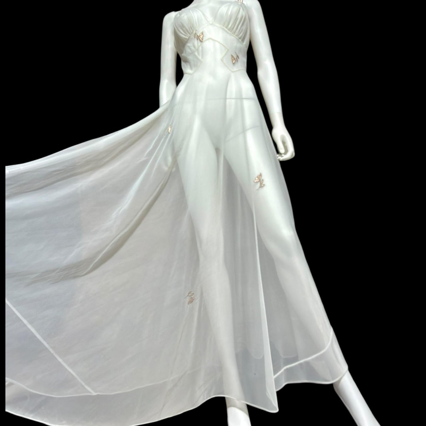 LUCIE ANN Vintage nightgown slip dress, 1960s Totally Sheer white bridal lingerie dress