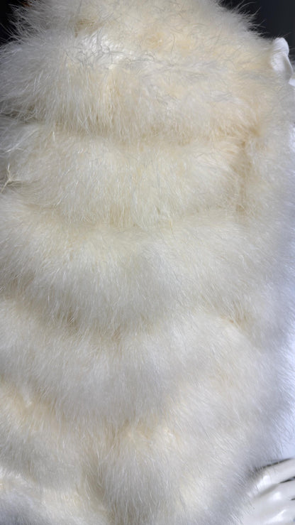 1960s Vintage feather cape jacket, Snowy white ostrich marabou wedding bridal capelet evening stole