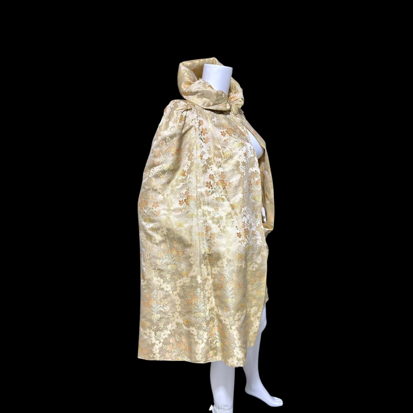 C CRAWFORD HOLLIDGE Vintage 1930s silk damask cape, floral evening cape