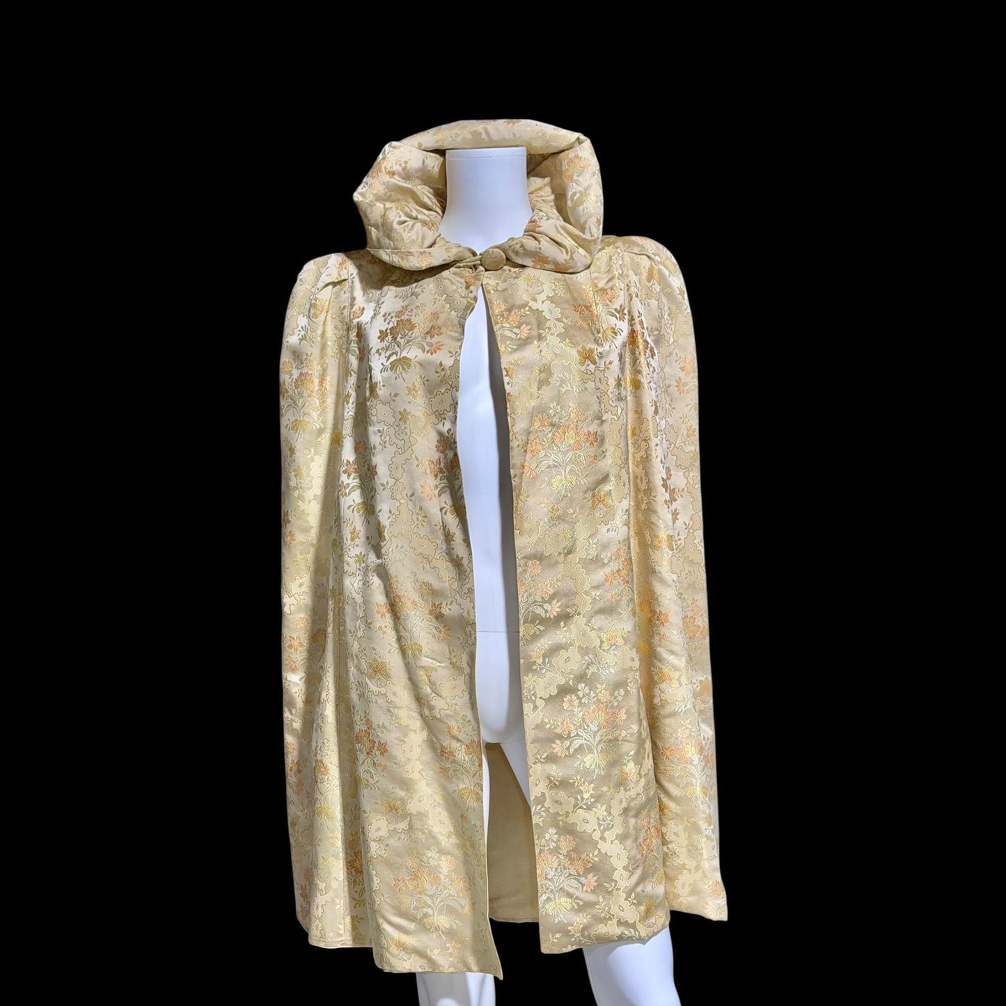 C CRAWFORD HOLLIDGE Vintage 1930s silk damask cape, floral evening cape