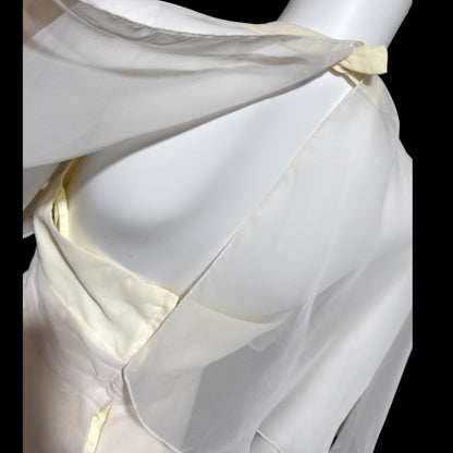 1970s vintage evening dress gown, Ruffle Cape Halter Chiffon Scarf Collar tiered Gown