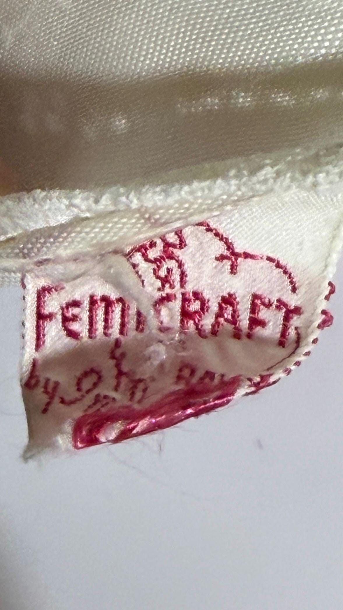 FEMICRAFT vintage 1930s nightgown dress, shimmering pearly white liquid satin sheath lingerie gown