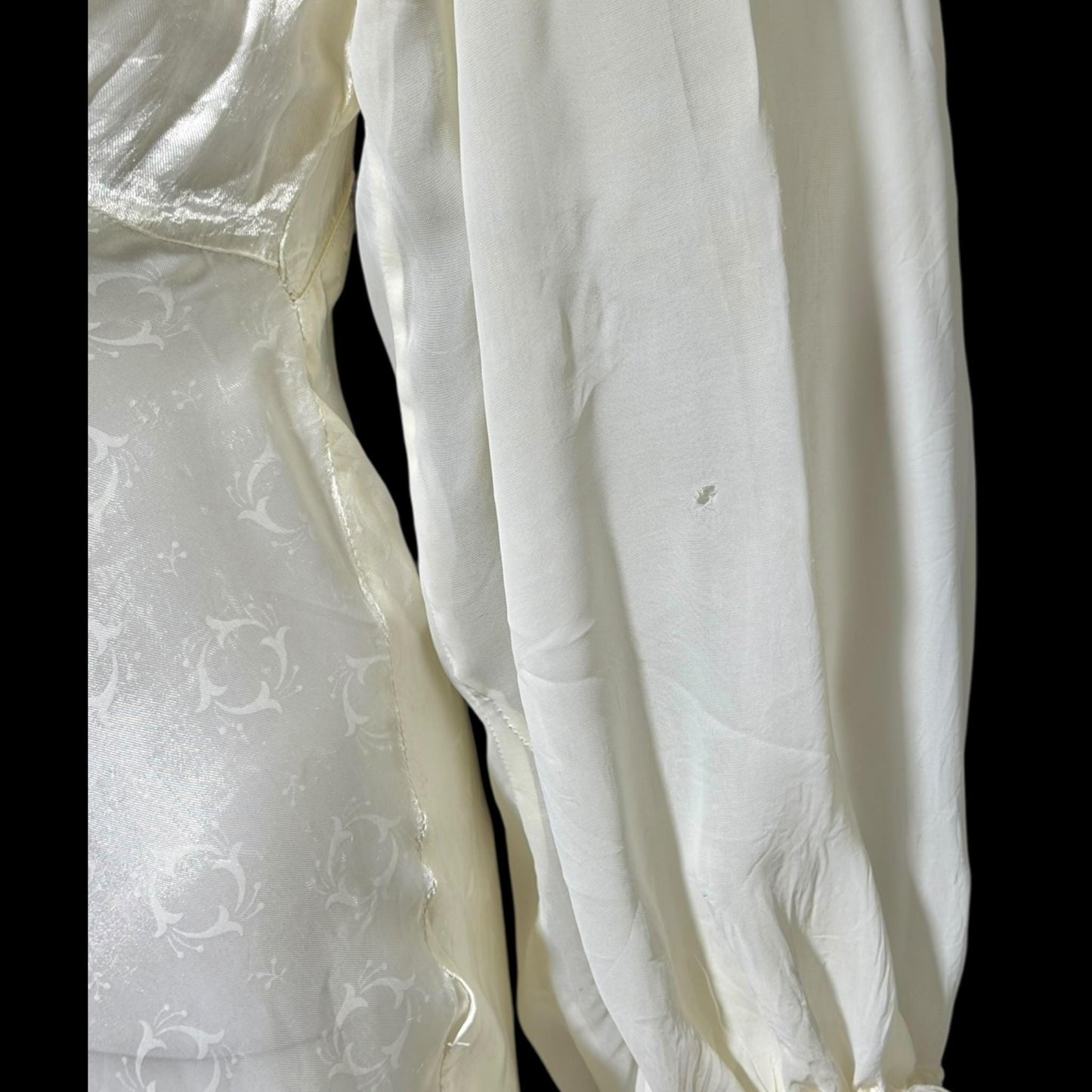 FEMICRAFT vintage 1930s nightgown dress, shimmering pearly white liquid satin sheath lingerie gown