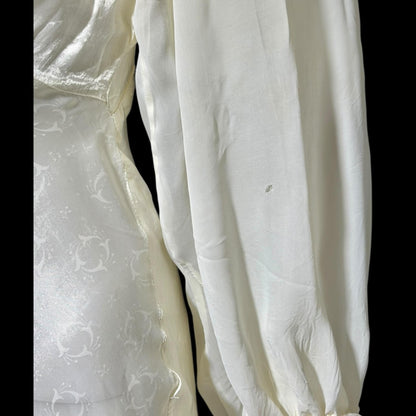 FEMICRAFT vintage 1930s nightgown dress, shimmering pearly white liquid satin sheath lingerie gown