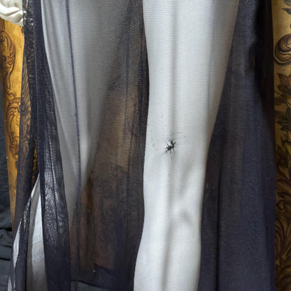 1930s Vintage dressing gown robe, Sheer black mesh lingerie housecoat