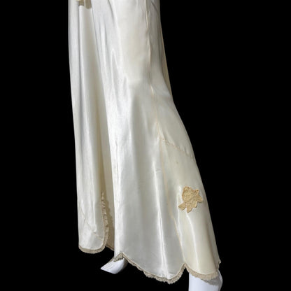 1940s vintage Nightgown slip dress, cream white bridal negligee lingerie dress
