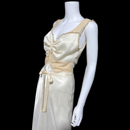 1940s vintage Nightgown slip dress, cream white bridal negligee lingerie dress
