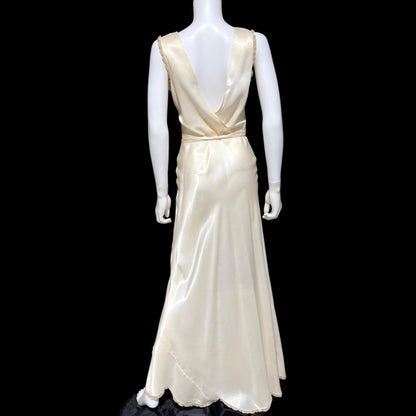 1940s vintage Nightgown slip dress, cream white bridal negligee lingerie dress