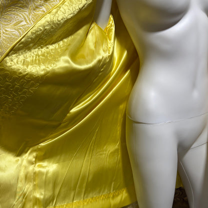 MARTYS Vintage 1950s evening swing coat, Yellow silk jacquard Easter Spring Dress coat