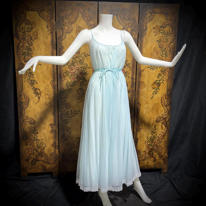 LUCIE ANN Claire Sandra peignoir set, vintage 1960s frothy blue marabou lingerie gown