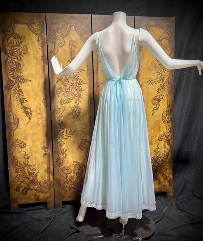 LUCIE ANN Claire Sandra peignoir set, vintage 1960s frothy blue marabou lingerie gown