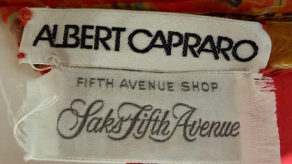ALBERT CAPRARO vintage 1970s evening dress gown, SAKS designer blouson chiffon gown, medium