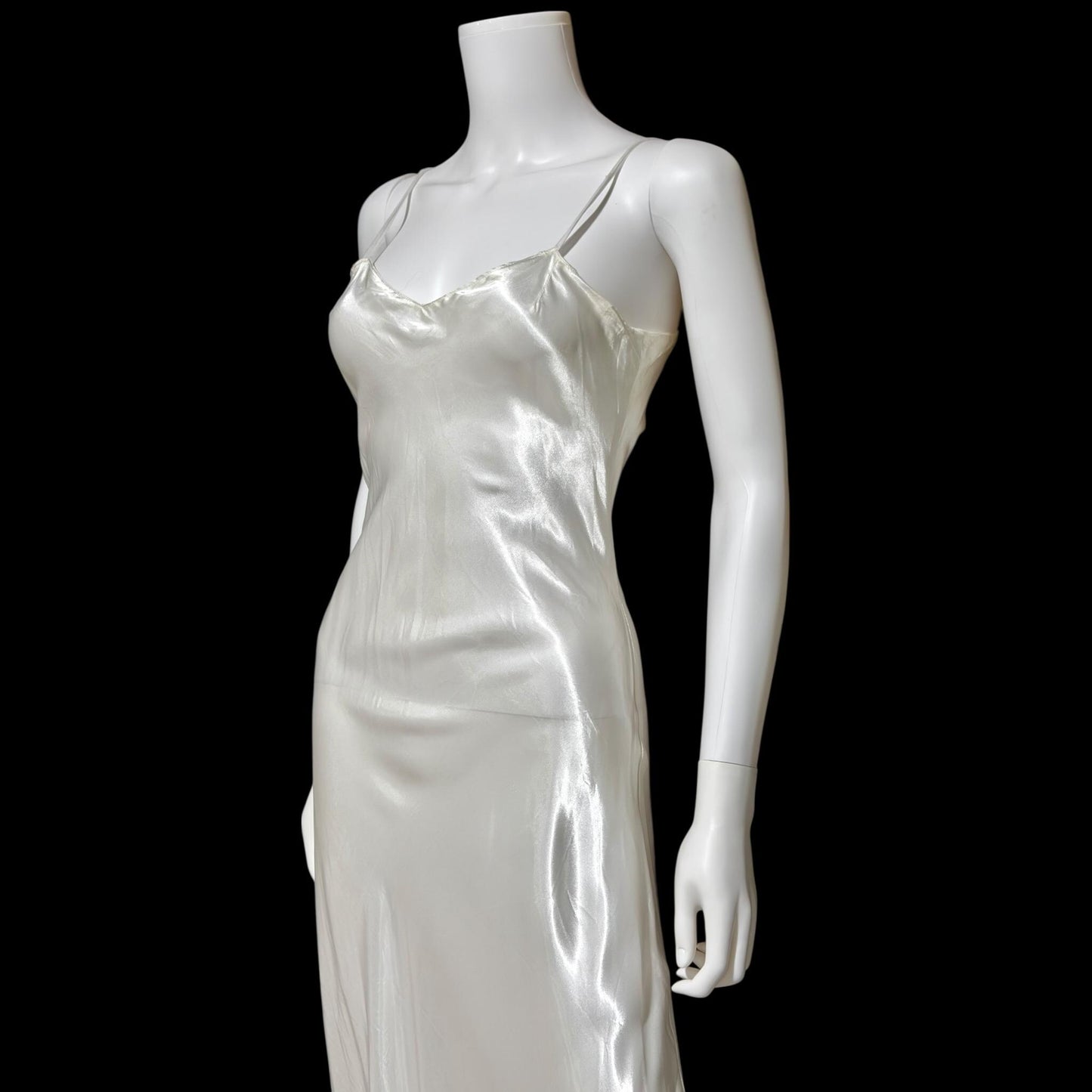 1930s vintage slip, shiny liquid satin bias cut sheath gown for under dress