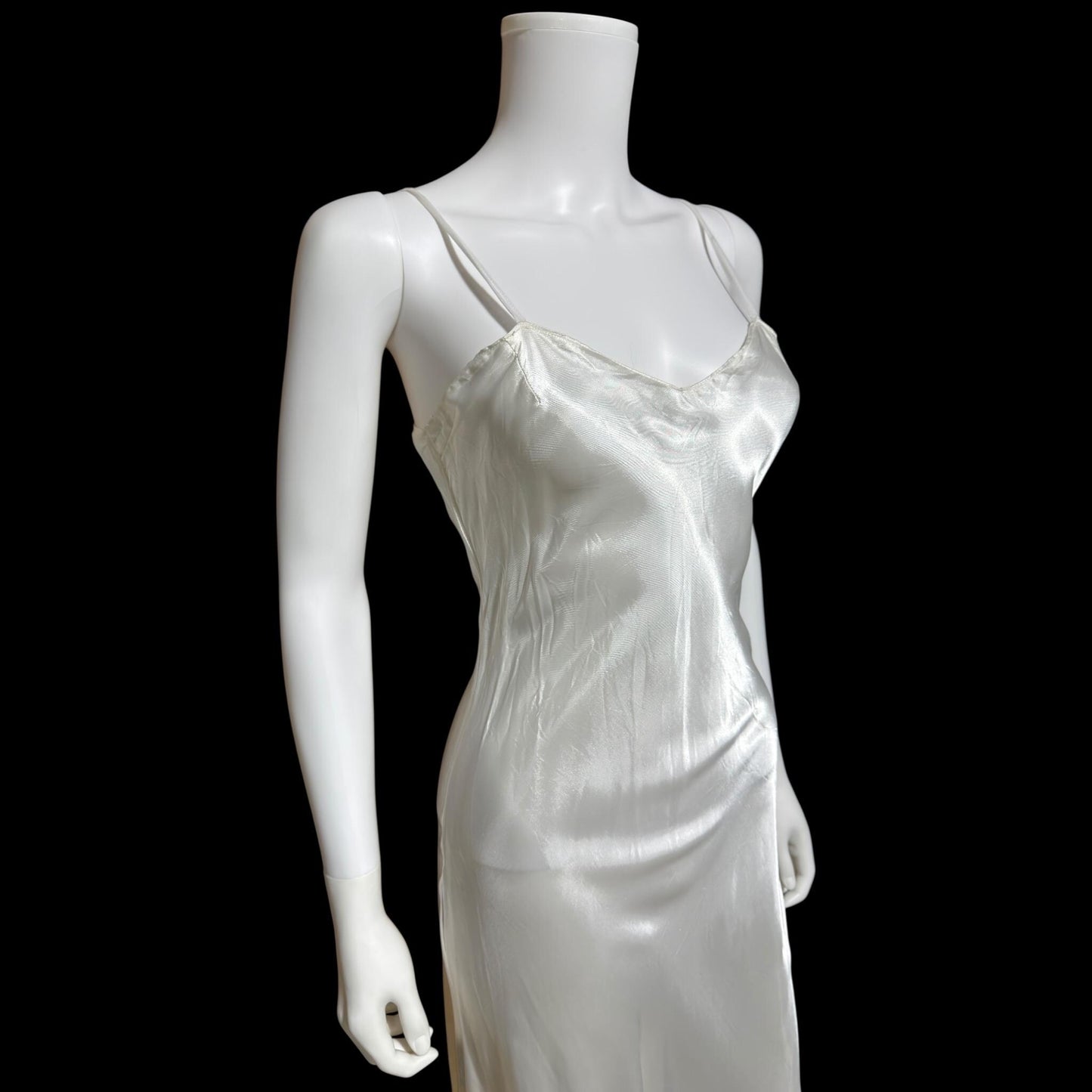 1930s vintage slip, shiny liquid satin bias cut sheath gown for under dress