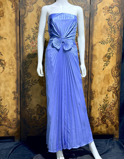 TRAVILLA vintage evening dress gown, for DuValls 1970s Periwinkle strapless gown