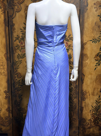 TRAVILLA vintage evening dress gown, for DuValls 1970s Periwinkle strapless gown