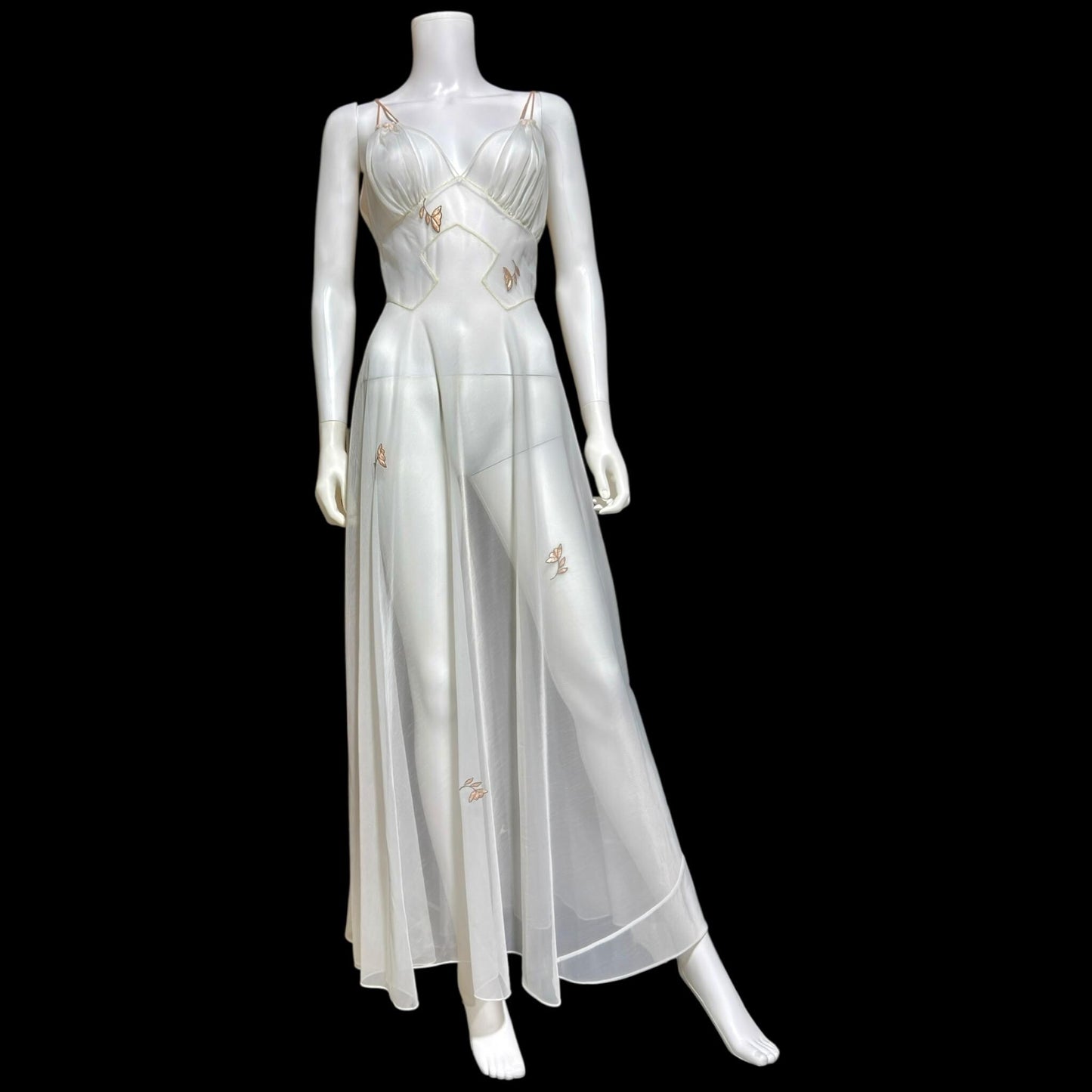 LUCIE ANN Vintage nightgown slip dress, 1960s Totally Sheer white bridal lingerie dress