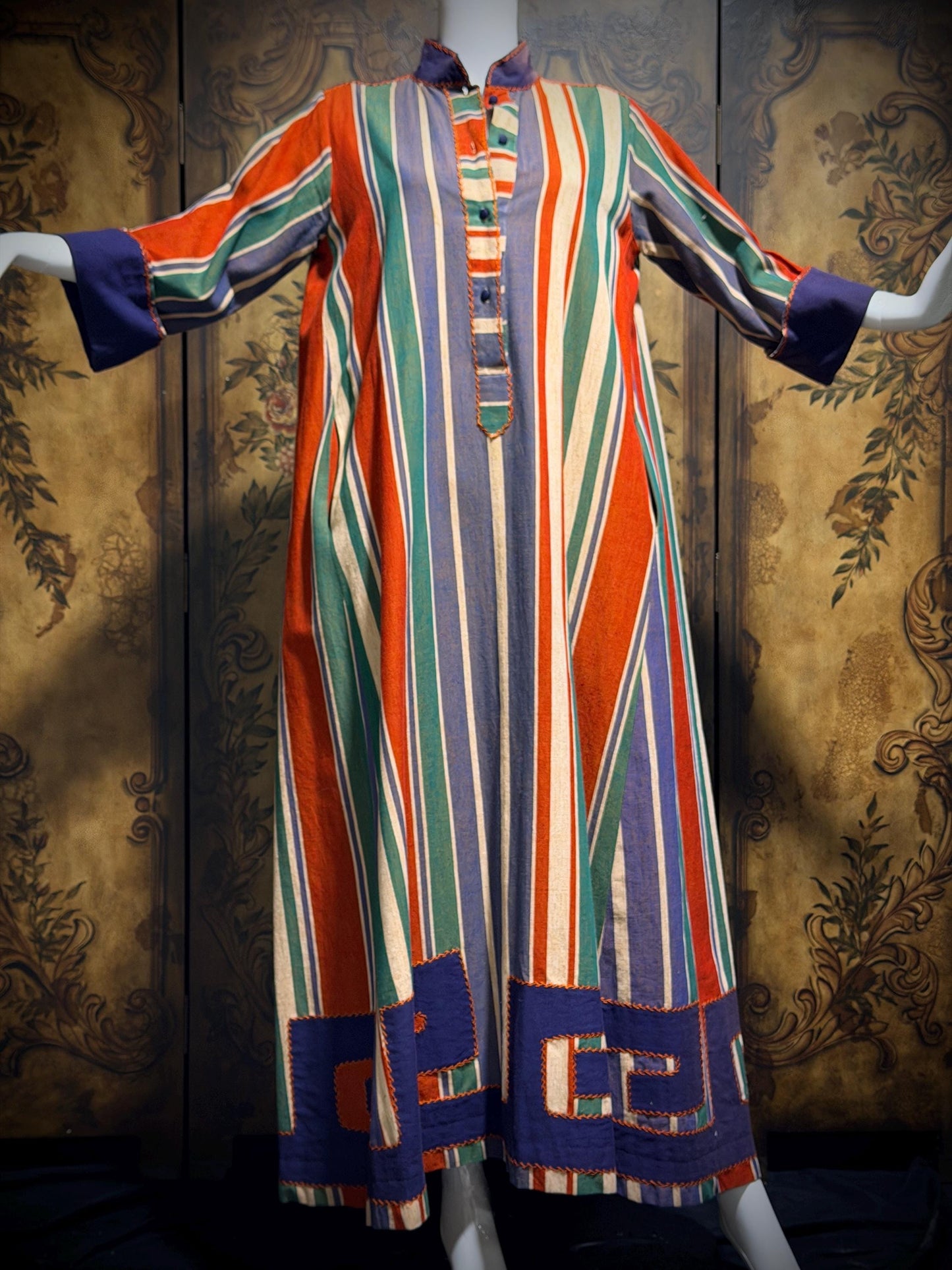 JOSEFA Vintage 1970s Caftan Kaftan dress, Mexican Cotton Hippie Boho Maxi Dress