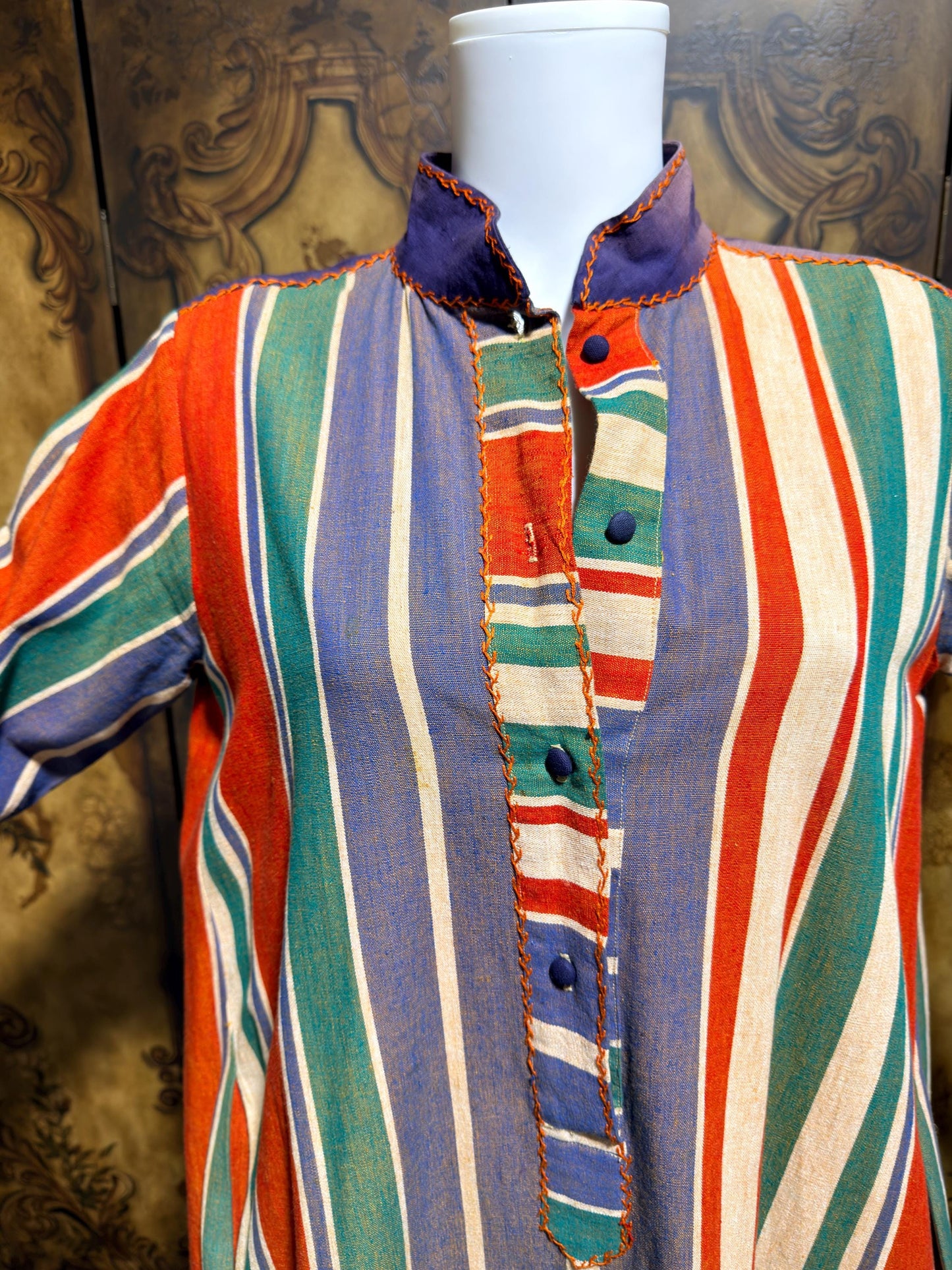 JOSEFA Vintage 1970s Caftan Kaftan dress, Mexican Cotton Hippie Boho Maxi Dress