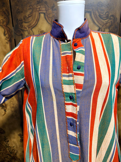 JOSEFA Vintage 1970s Caftan Kaftan dress, Mexican Cotton Hippie Boho Maxi Dress