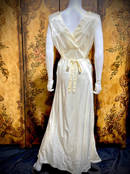 DuBARRY Vintage 1930s nightgown slip Dress, Pearl Bias Cut Shiny Lingerie Dress