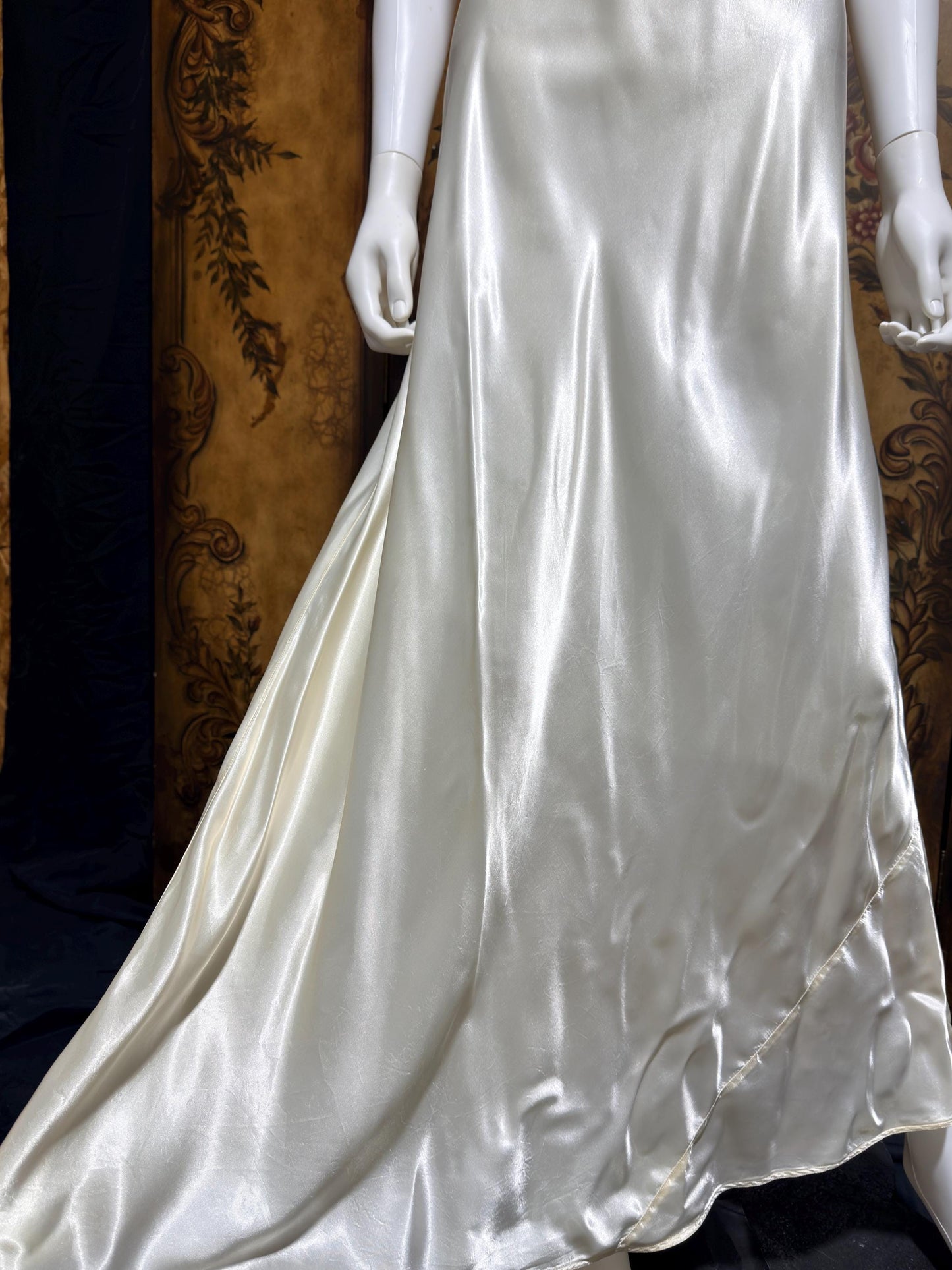 DuBARRY Vintage 1930s nightgown slip Dress, Pearl Bias Cut Shiny Lingerie Dress