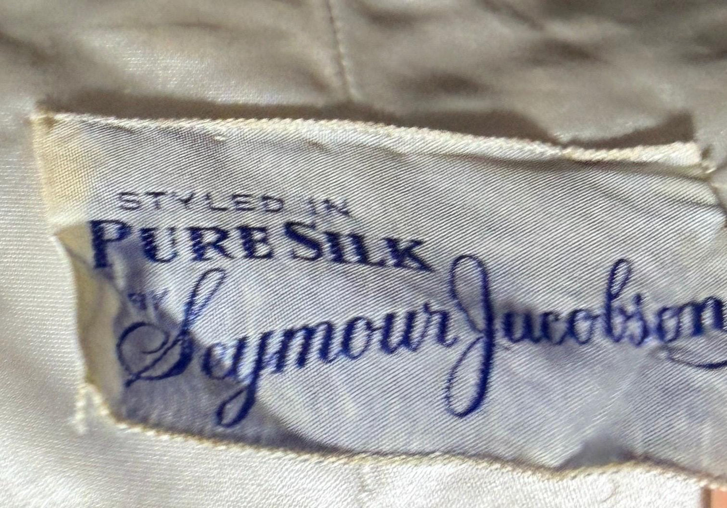 SEYMOUR JACOBSON vintage 1950s cocktail party dress, black silk evening dress