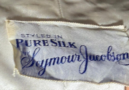 SEYMOUR JACOBSON vintage 1950s cocktail party dress, black silk evening dress