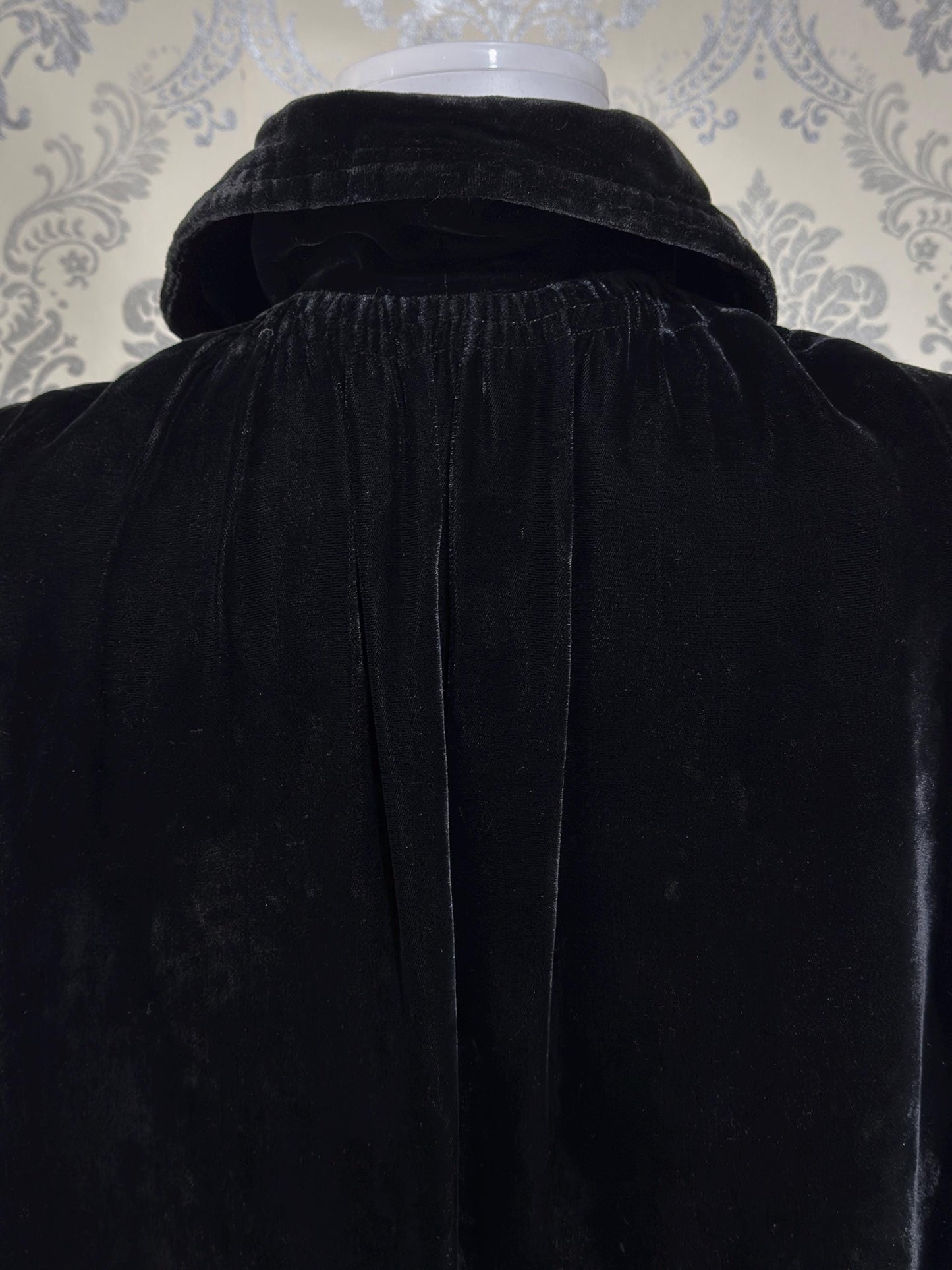 1930s Vintage Velvet Evening Jacket, Black Silk Velvet Swing Cocktail Coat