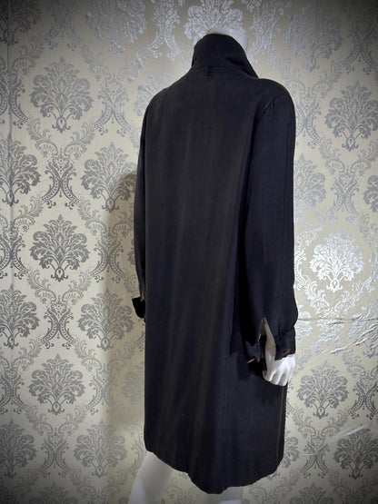 MR BLACKWELL CUSTOM Vintage 1960s linen coat, Black linen silk combo Spring Dress coat