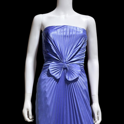 TRAVILLA vintage evening dress gown, for DuValls 1970s Periwinkle strapless gown