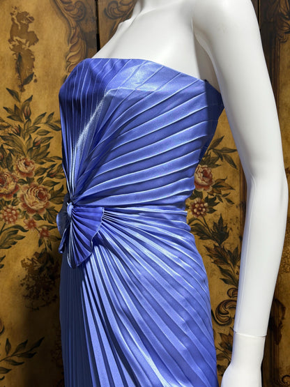TRAVILLA vintage evening dress gown, for DuValls 1970s Periwinkle strapless gown