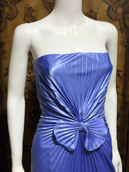 TRAVILLA vintage evening dress gown, for DuValls 1970s Periwinkle strapless gown