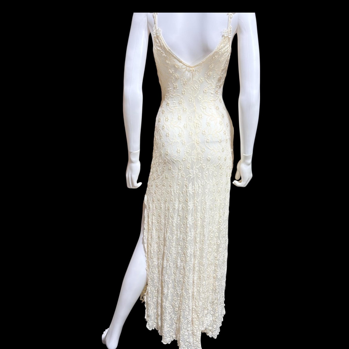 CLAIRE PETTIBONE, Y2K vintage nightgown slip dress, creamy white lace bridal wedding night gown