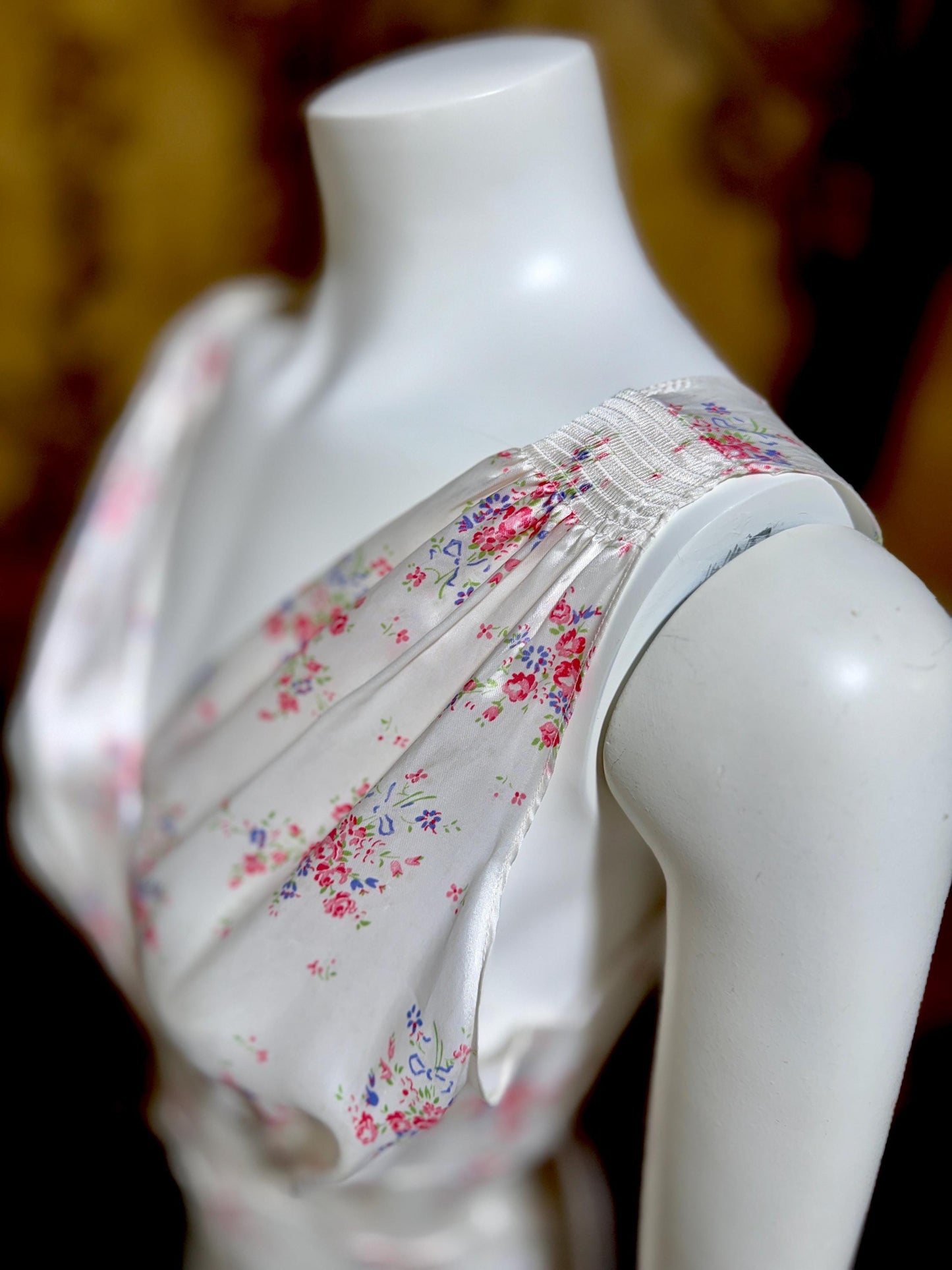 1940s vintage Nightgown slip dress, Bias Cut floral print Lingerie dress