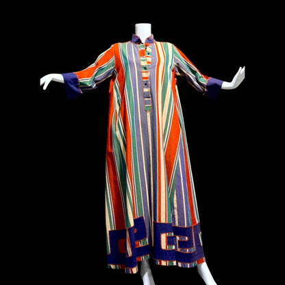 JOSEFA Vintage 1970s Caftan Kaftan dress, Mexican Cotton Hippie Boho Maxi Dress
