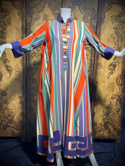 JOSEFA Vintage 1970s Caftan Kaftan dress, Mexican Cotton Hippie Boho Maxi Dress