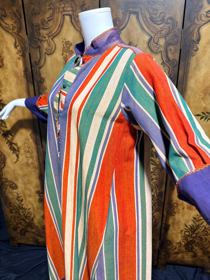 JOSEFA Vintage 1970s Caftan Kaftan dress, Mexican Cotton Hippie Boho Maxi Dress